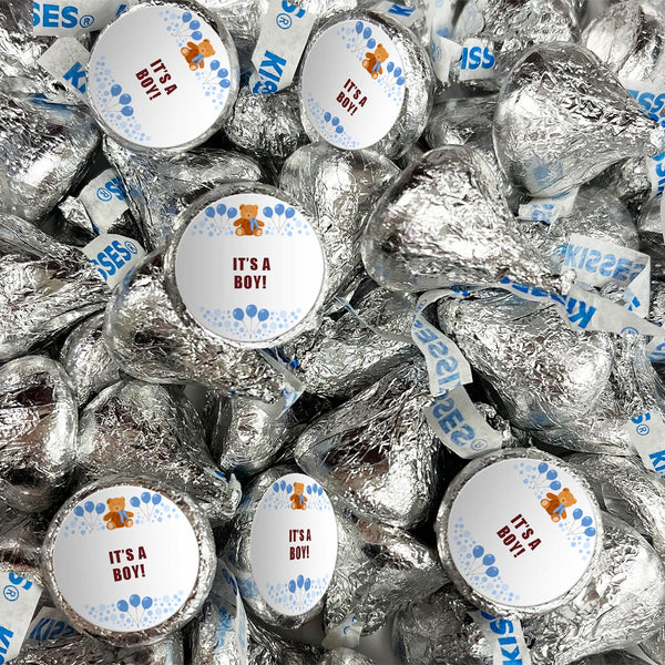 Personalized Blue Bear Balloons Hershey's Kisses - 108 Pieces