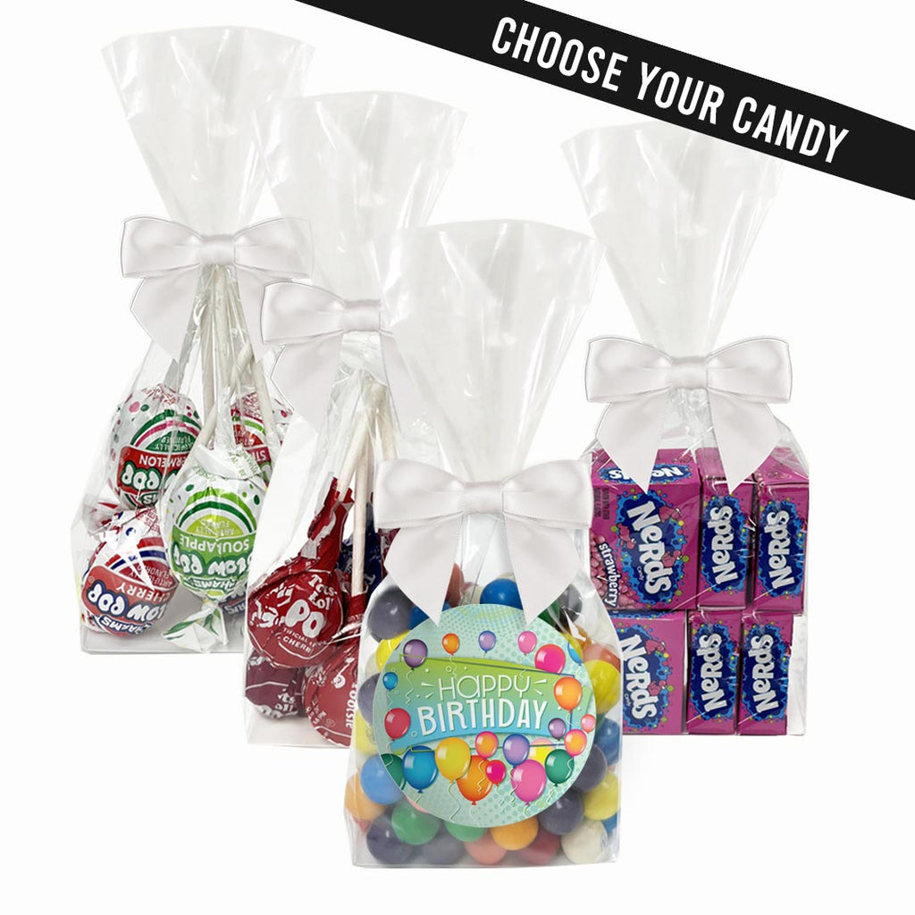"Happy Birthday" - Balloons Personalized Candy Favors - 12 Pack