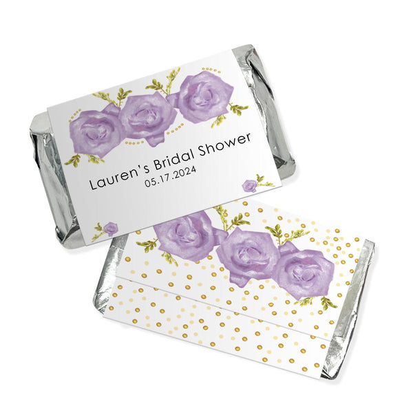 Personalized Purple Floral Hershey's Miniatures Chocolate Candy Bars - 75 Pieces