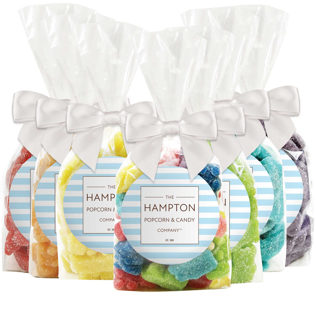 Hampton Popcorn & Candy Blue Stripes Label Gummy Bear Candy Favors - 12 Pack