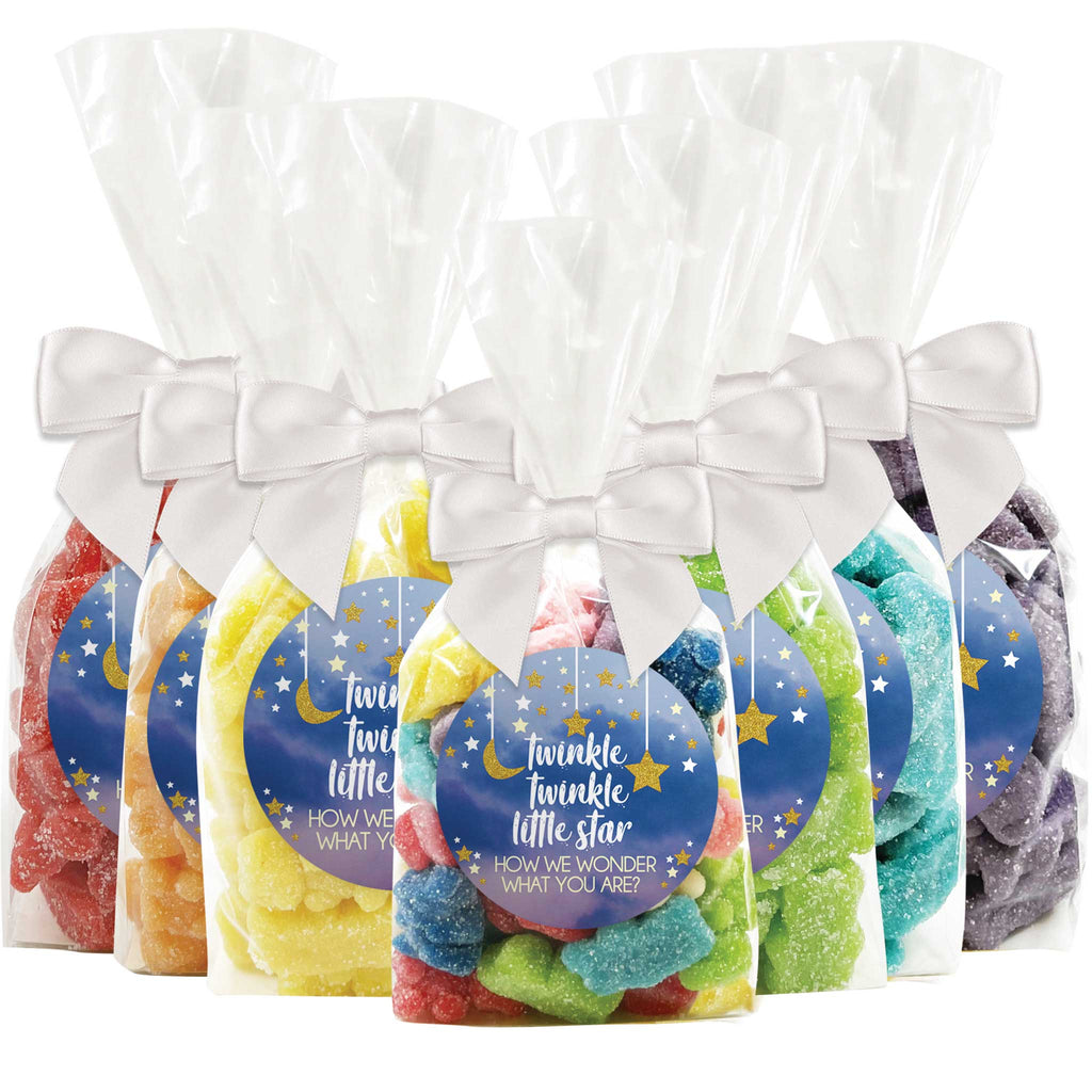 "Twinkle Twinkle Little Star, How We Wonder What You Are?" - Gender Reveal Baby Shower Gummy Bear Candy Favors - 12 Pack