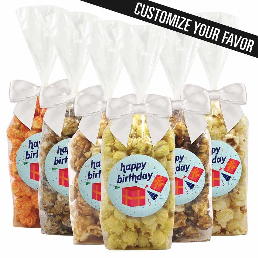 "Happy Birthday" - Gift Box Popcorn Favors - 12 Pack