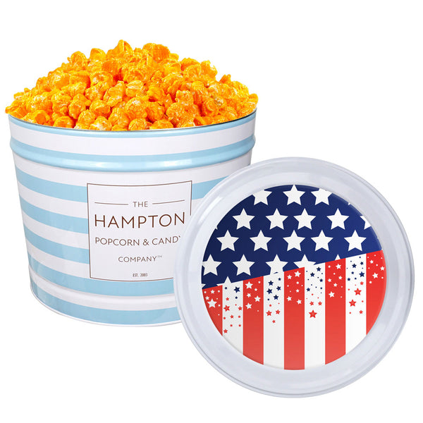 Orange Cheddar Cheese Popcorn: 2 Gallon Popcorn Tin