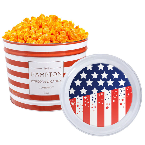 Orange Cheddar Cheese Popcorn: 2 Gallon Popcorn Tin