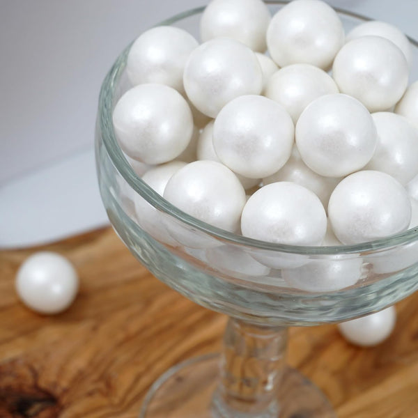 White Shimmer Gumballs 1 Inch, 2 Pound Bulk Bag