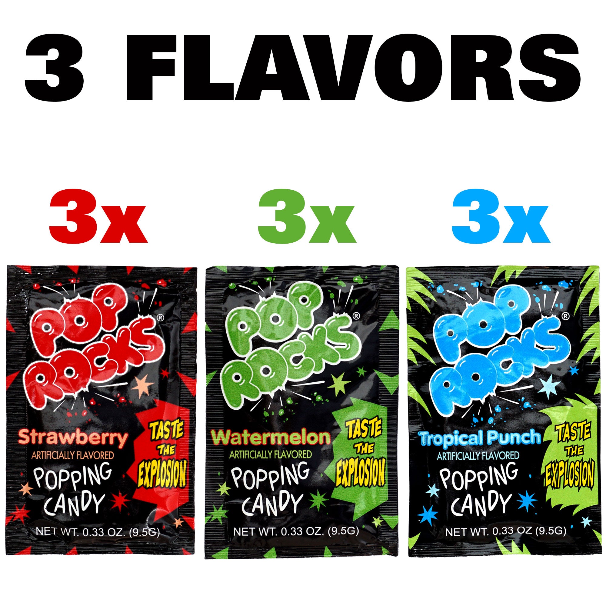 Pop Rocks Candy, 9 Pack, Watermelon, Strawberry, Tropical Punch