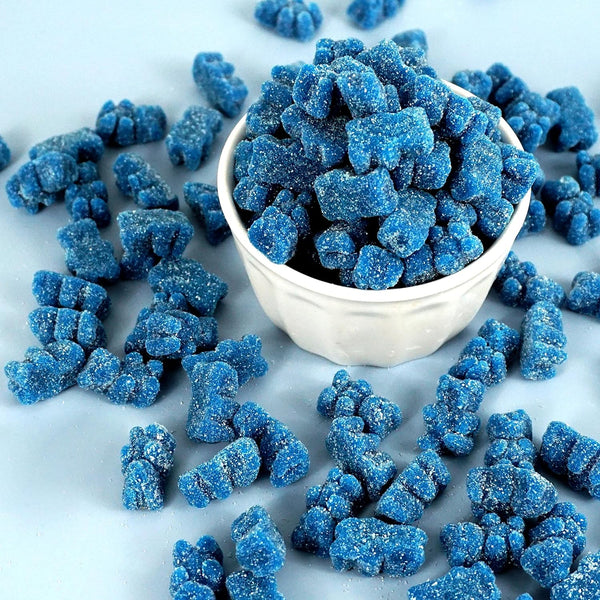 Dark Blue Gummy Bears Sugared, Blue Raspberry Flavor