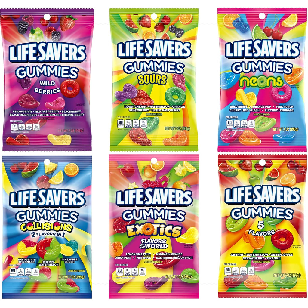 Life Saver Variety Pack, 7oz Gummy Candy Bag (6 Pack)