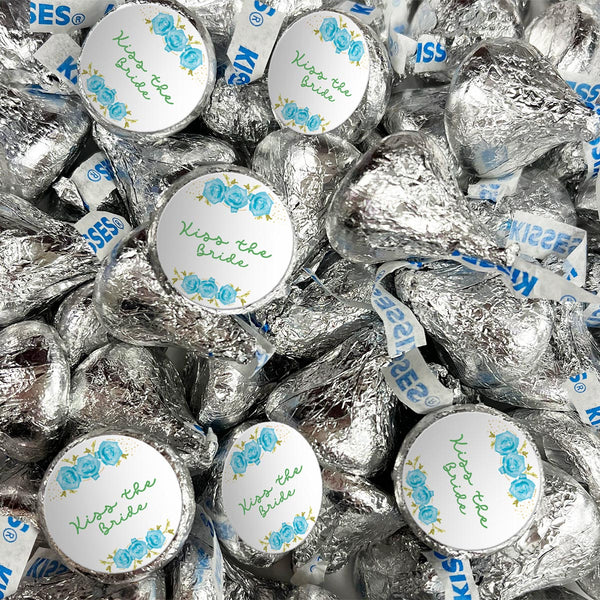 Personalized Blue Floral Hershey's Kisses - 108 Pieces