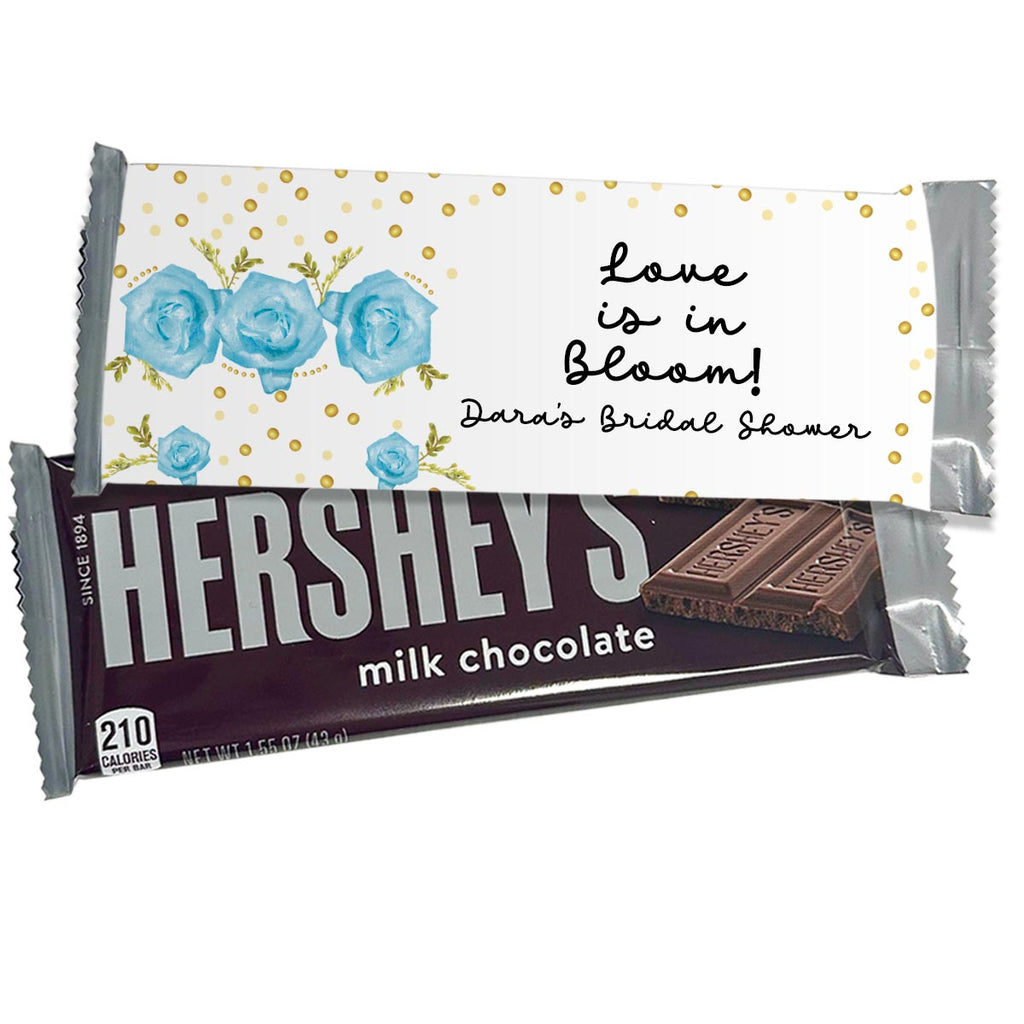 Personalized Blue Floral Hershey's Candy Chocolate Bars - 12 Pack