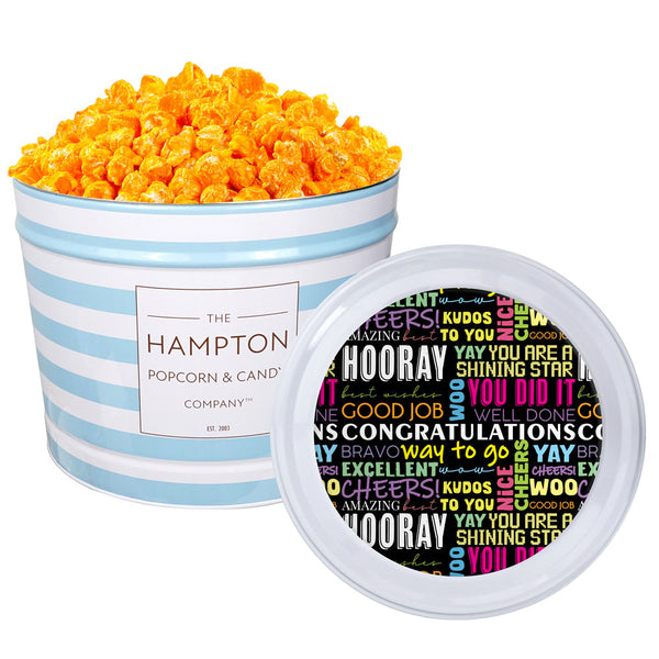 Orange Cheddar Cheese Popcorn: 2 Gallon Popcorn Tin