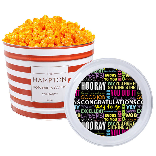 Orange Cheddar Cheese Popcorn: 2 Gallon Popcorn Tin