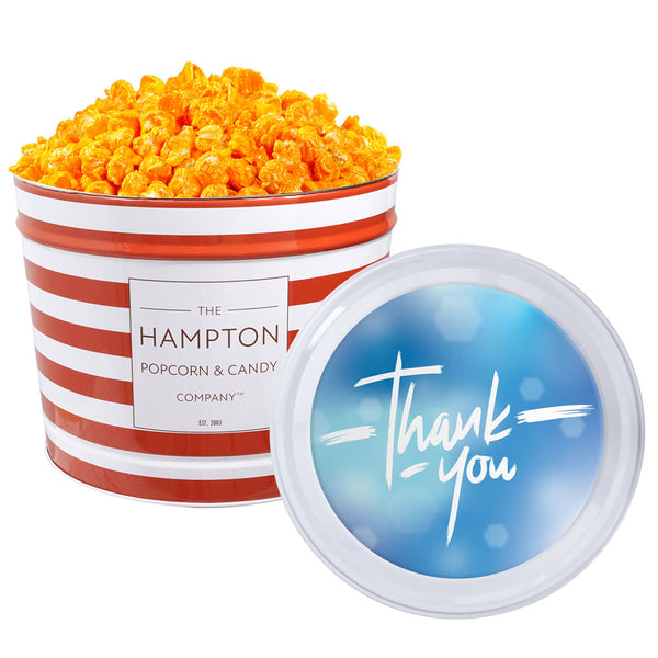 Orange Cheddar Cheese Popcorn: 2 Gallon Popcorn Tin