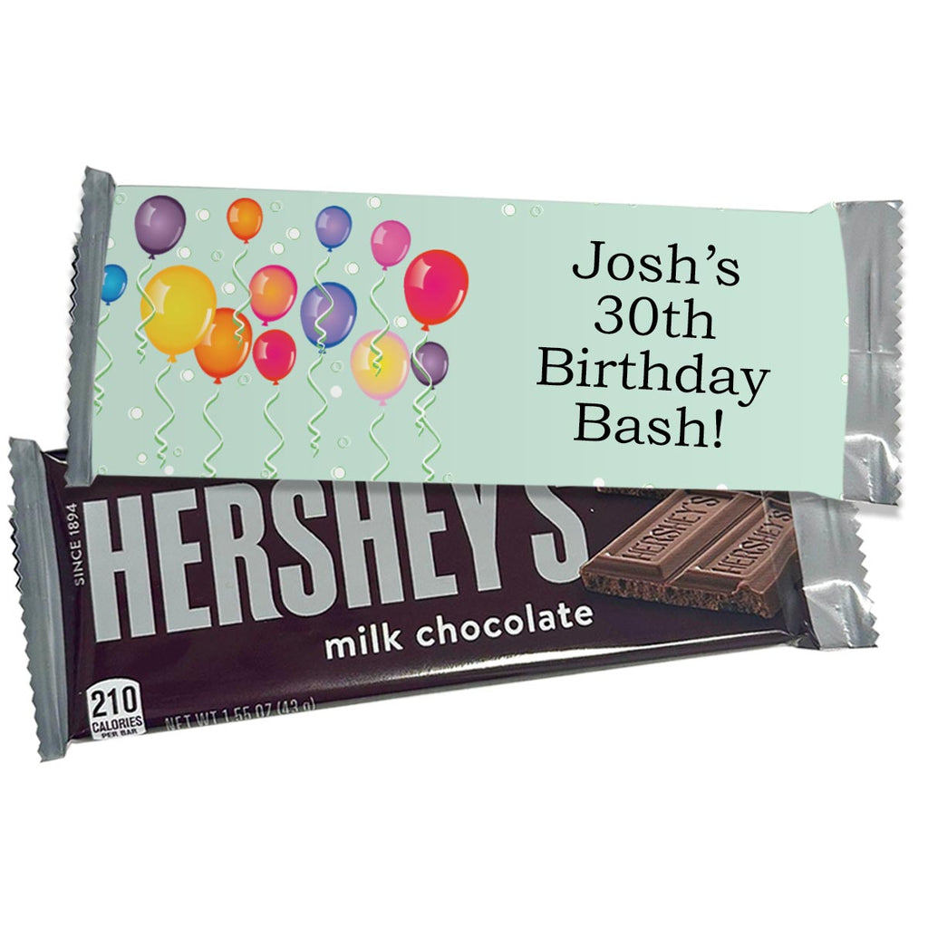 Personalized Balloons Hershey's Candy Chocolate Bars - 12 Pack