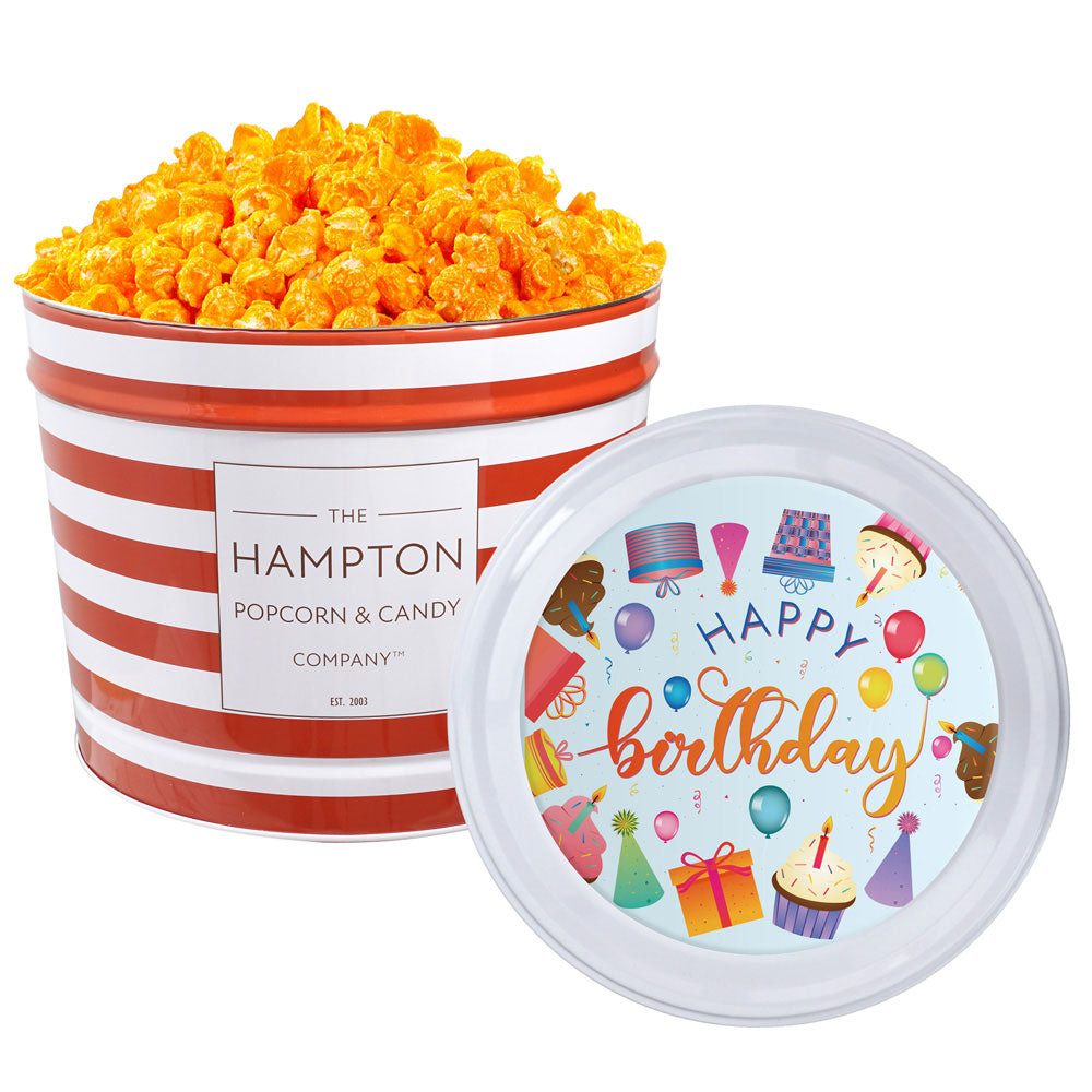 popcorn 鉢 Orange Cheddar Cheese Popcorn Tin - Popcorn Gifts by Hampton Popcorn