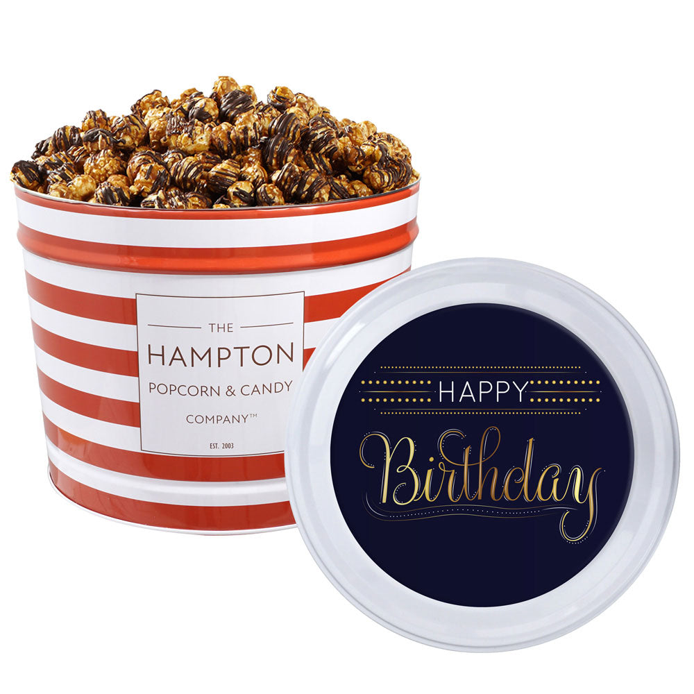 halmama  ポッテンバーントーキー Chocolate Caramel Sea Salt Popcorn Tin - Gourmet Popcorn Gifts by