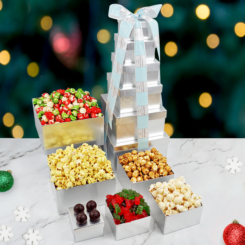 Holiday Treats Popcorn & Candy 6 Box Gift Tower