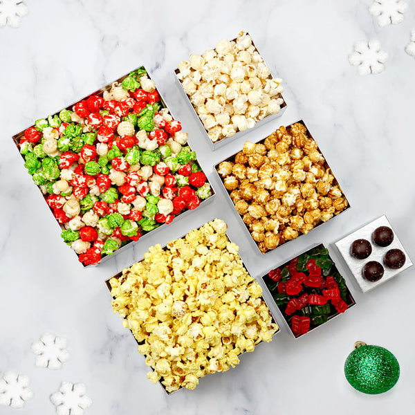 Holiday Treats Popcorn & Candy 6 Box Gift Tower