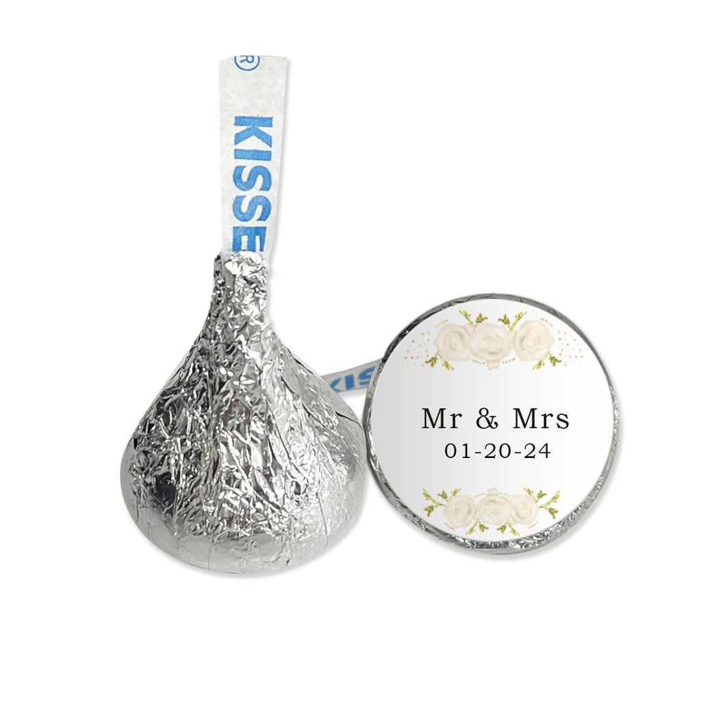 Personalized White Floral Hershey's Kisses - 108 Pieces