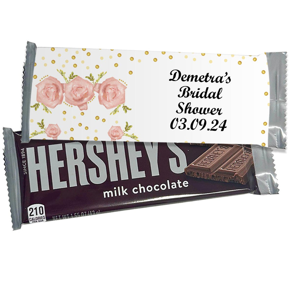 Personalized Pink Floral Hershey's Candy Chocolate Bars - 12 Pack