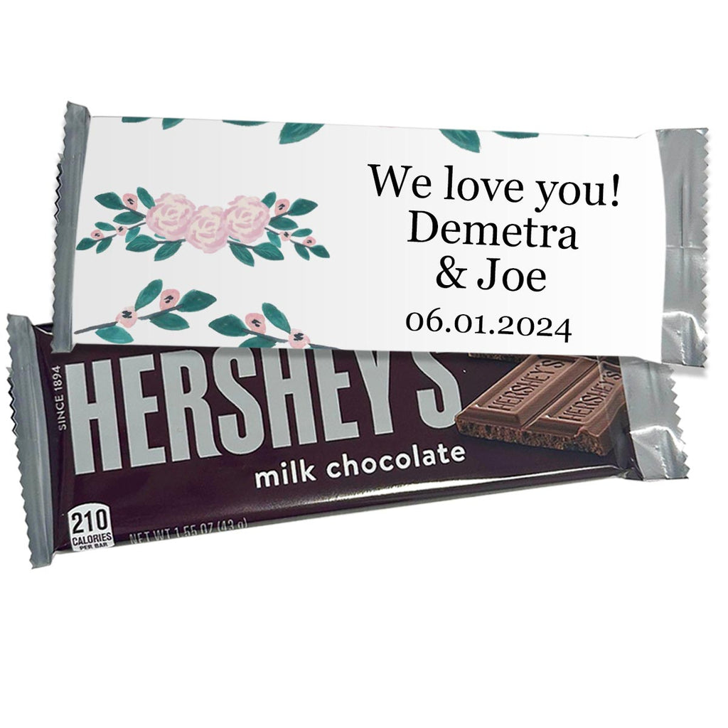 Personalized Pink Rose Hershey's Candy Chocolate Bars - 12 Pack