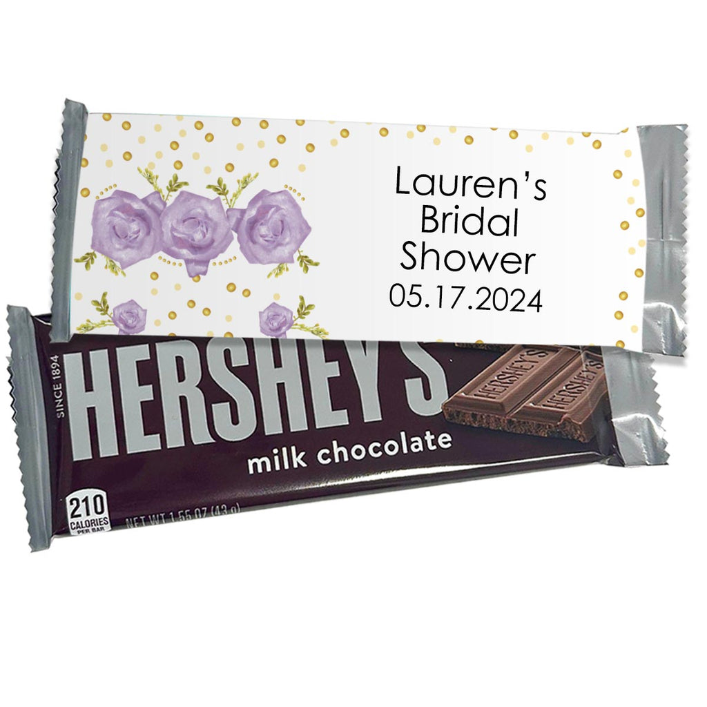 Personalized Purple Floral Hershey's Candy Chocolate Bars - 12 Pack