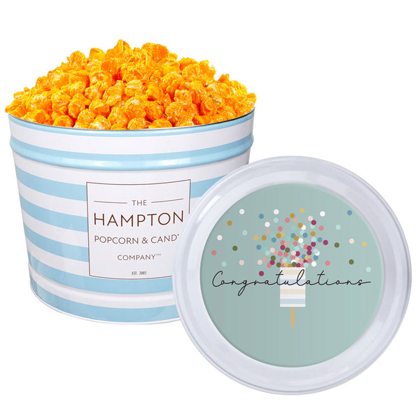 Orange Cheddar Cheese Popcorn: 2 Gallon Popcorn Tin