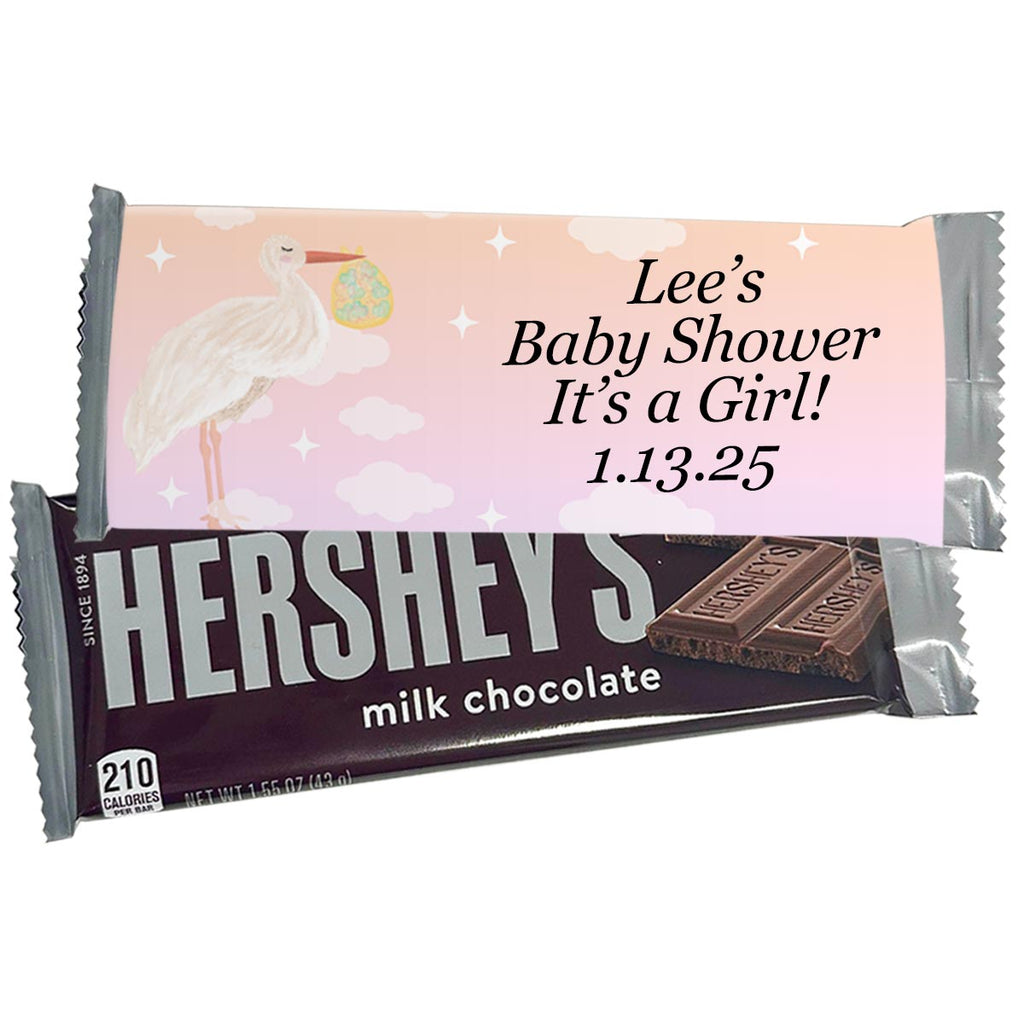 Personalized Stork Hershey's Candy Chocolate Bars - 12 Pack