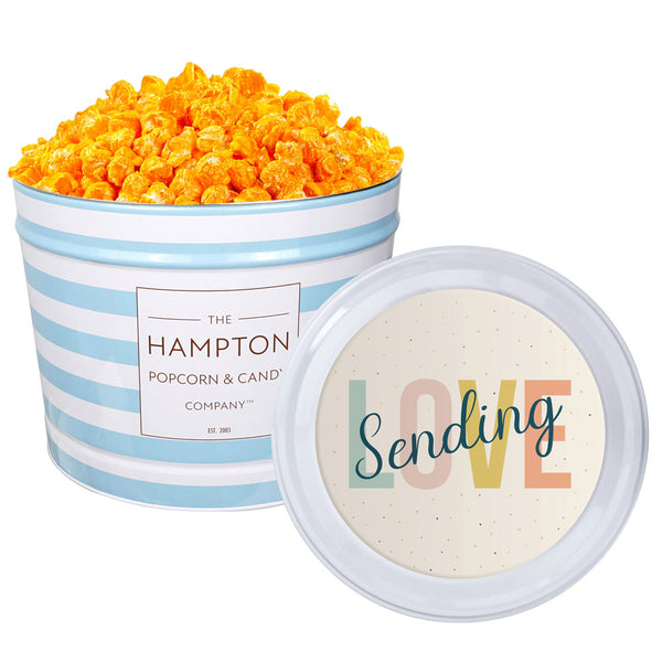 Orange Cheddar Cheese Popcorn: 2 Gallon Popcorn Tin
