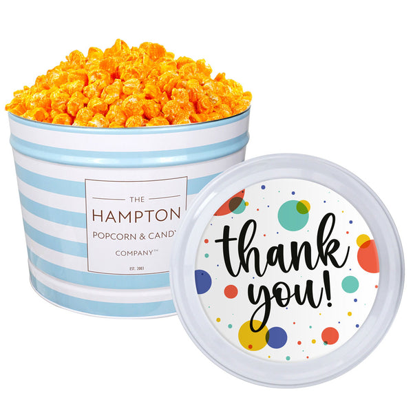 Orange Cheddar Cheese Popcorn: 2 Gallon Popcorn Tin