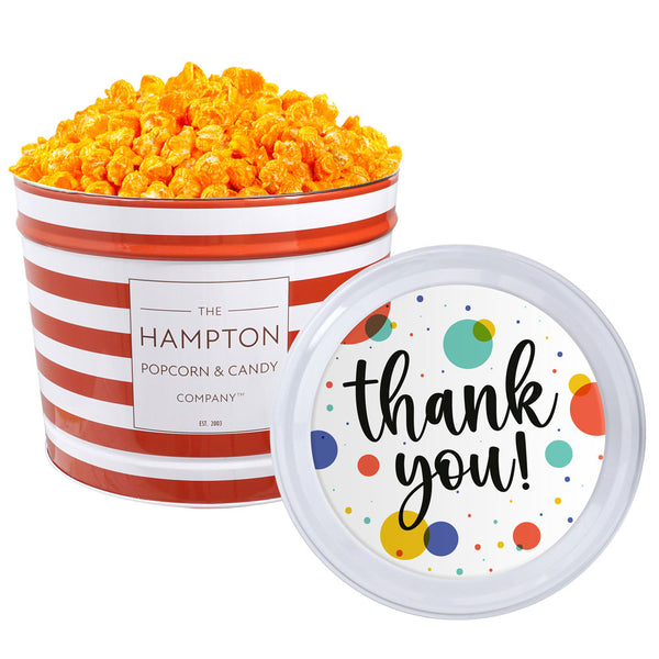 Orange Cheddar Cheese Popcorn: 2 Gallon Popcorn Tin