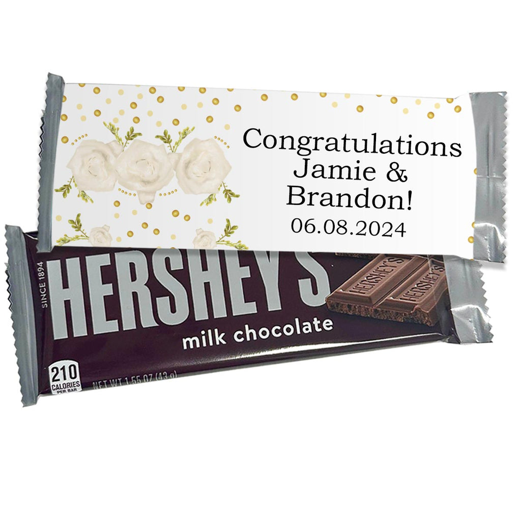 Personalized White Floral Hershey's Candy Chocolate Bars - 12 Pack