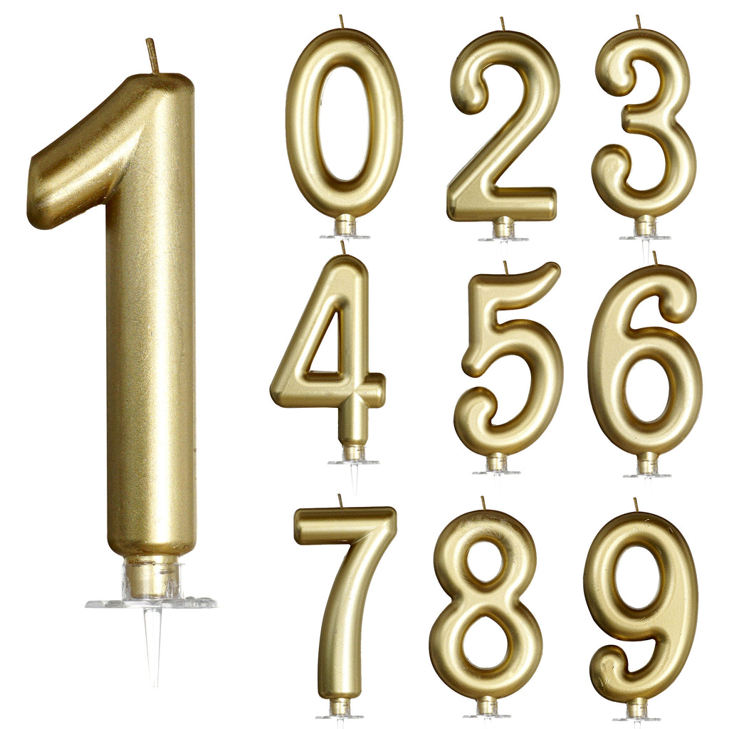 Gold Number Candle, 5.75 Inch