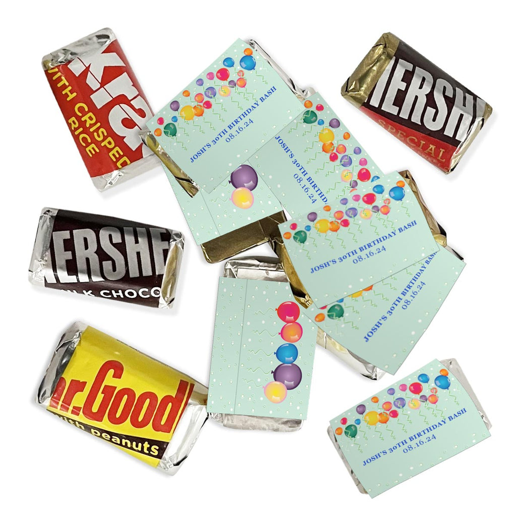 Personalized Balloons Hershey's Miniatures Chocolate Candy Bars - 75 Pieces