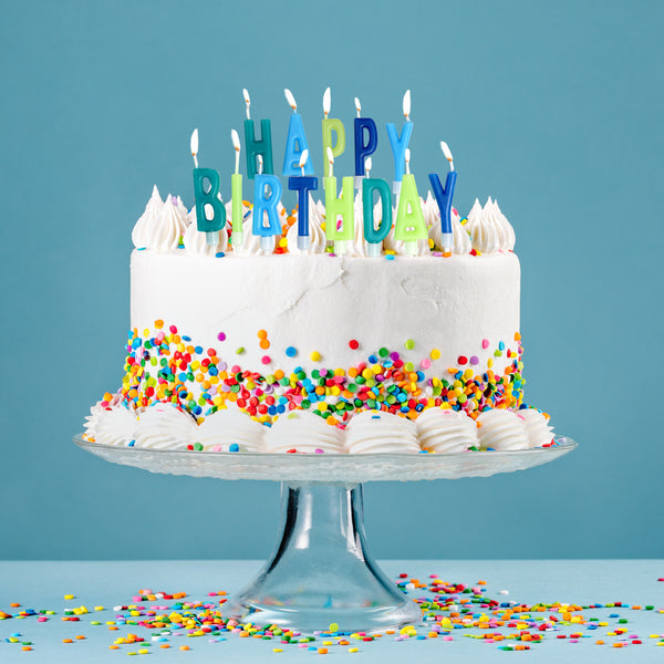 Happy Birthday Letter Candles, Blue & Green