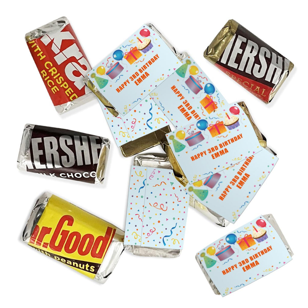 Personalized Birthday Hershey's Miniatures Chocolate Candy Bars - 75 Pieces