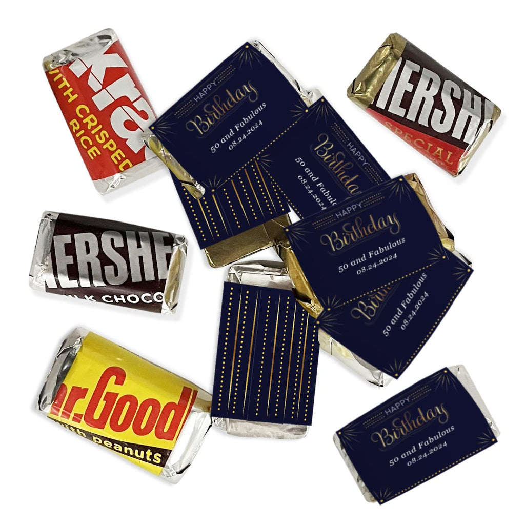 Personalized Happy Birthday Hershey's Miniatures Chocolate Candy Bars - 75 Pieces