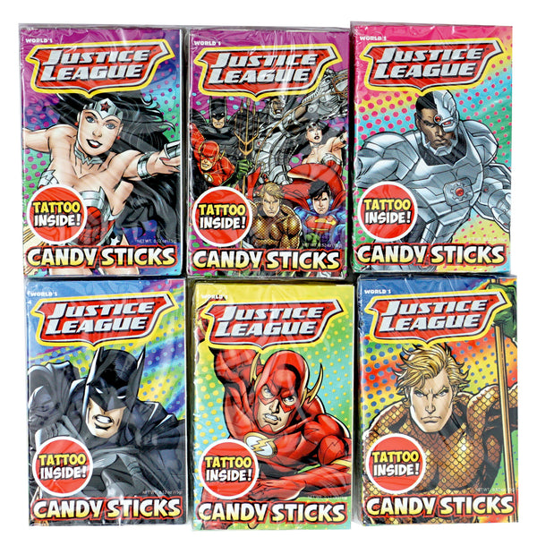 Justice League Superhero Candy Sticks & Tattoo, 30 Pack
