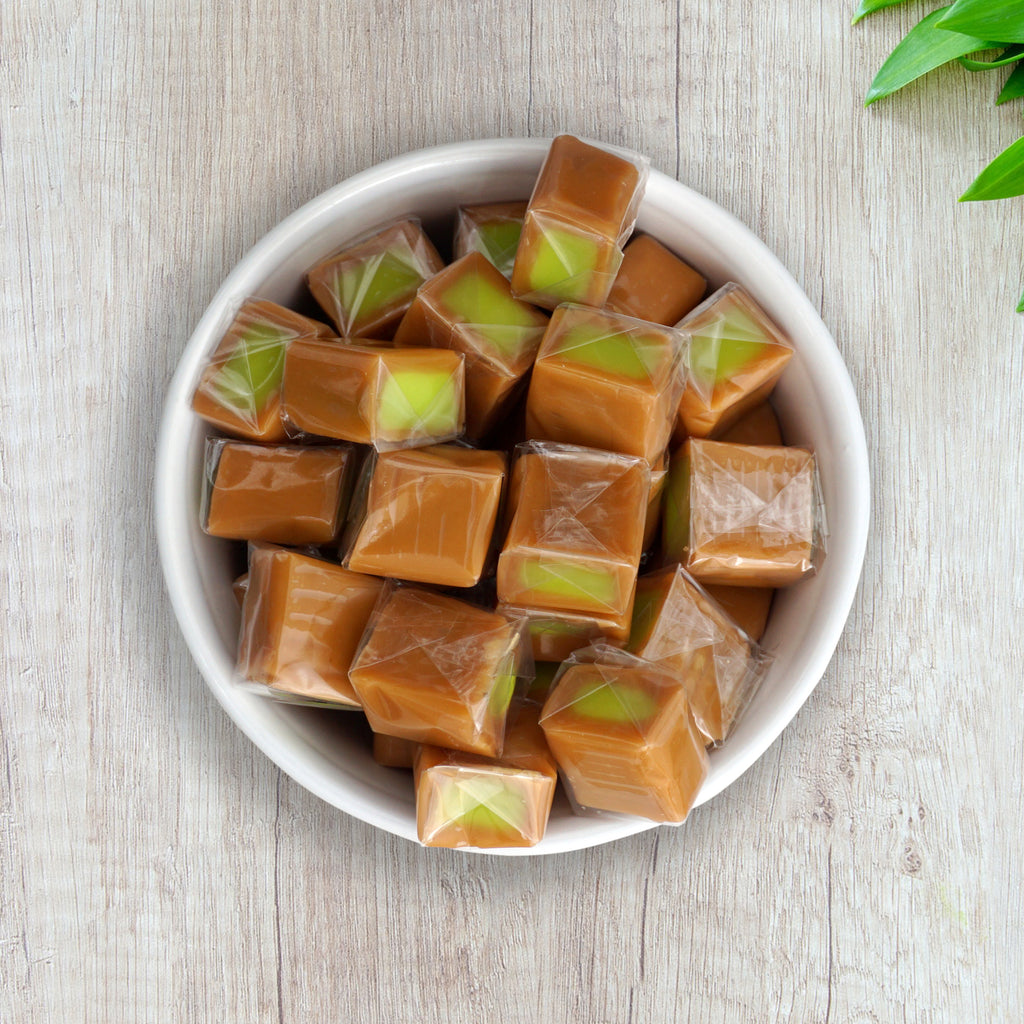 Green Apple Caramel Squares Candy, 2 Pound Bulk Bag
