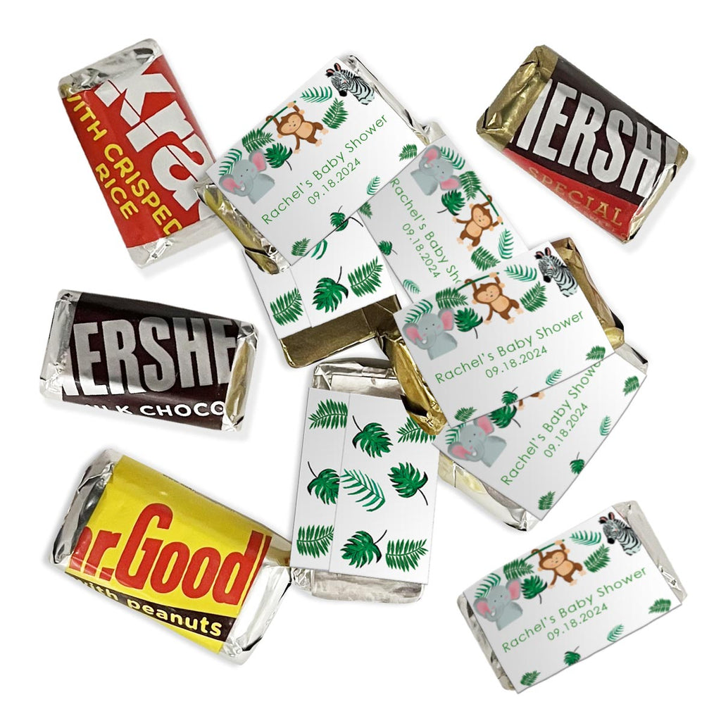 Personalized Jungle Animals Hershey's Miniatures Chocolate Candy Bars - 75 Pieces