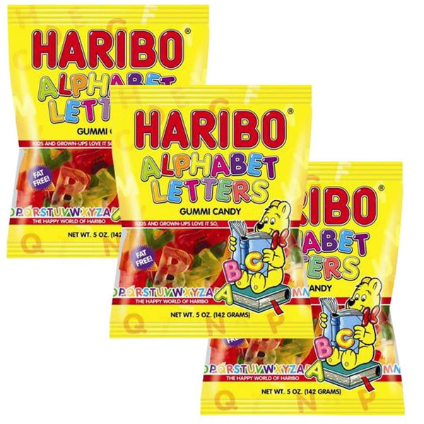 Haribo Alphabet Letters Gummy Candy, 5oz Gummy Bag (3 Pack)