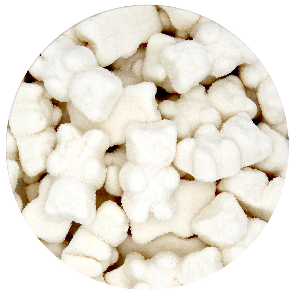White Gummy Bears Sugared, Tutti Fruitti Flavor