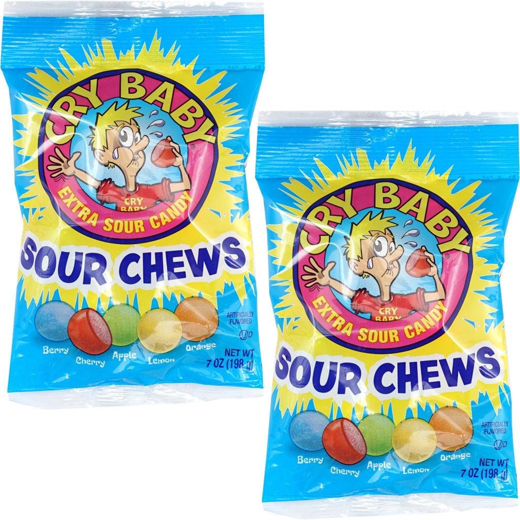 Cry Baby Sour Chews, 7 Ounce Bags (2 Pack), Sour Hard Candy