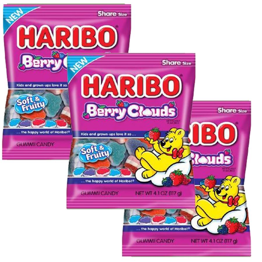 Haribo Berry Clouds, 4.1oz Gummy Candy Bag (3 Pack)