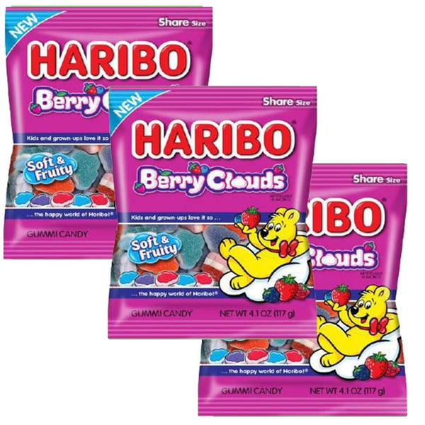 Haribo Berry Clouds, 4.1oz Gummy Candy Bag (3 Pack)