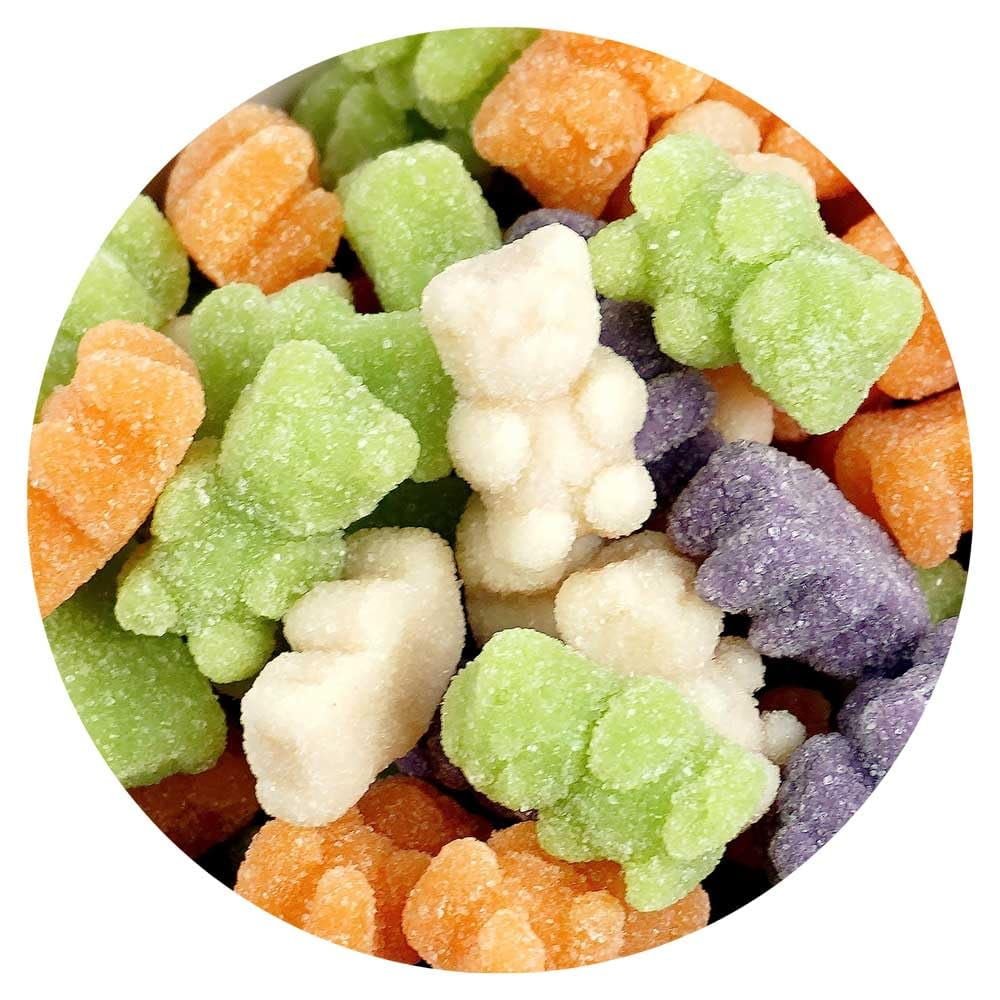 Assorted Gummy Bears Sugared, Purple, White, Green, Orange Candy, The Hampton Popcorn & Candy Company, 2.2 Pound Bag (Pack of 1)