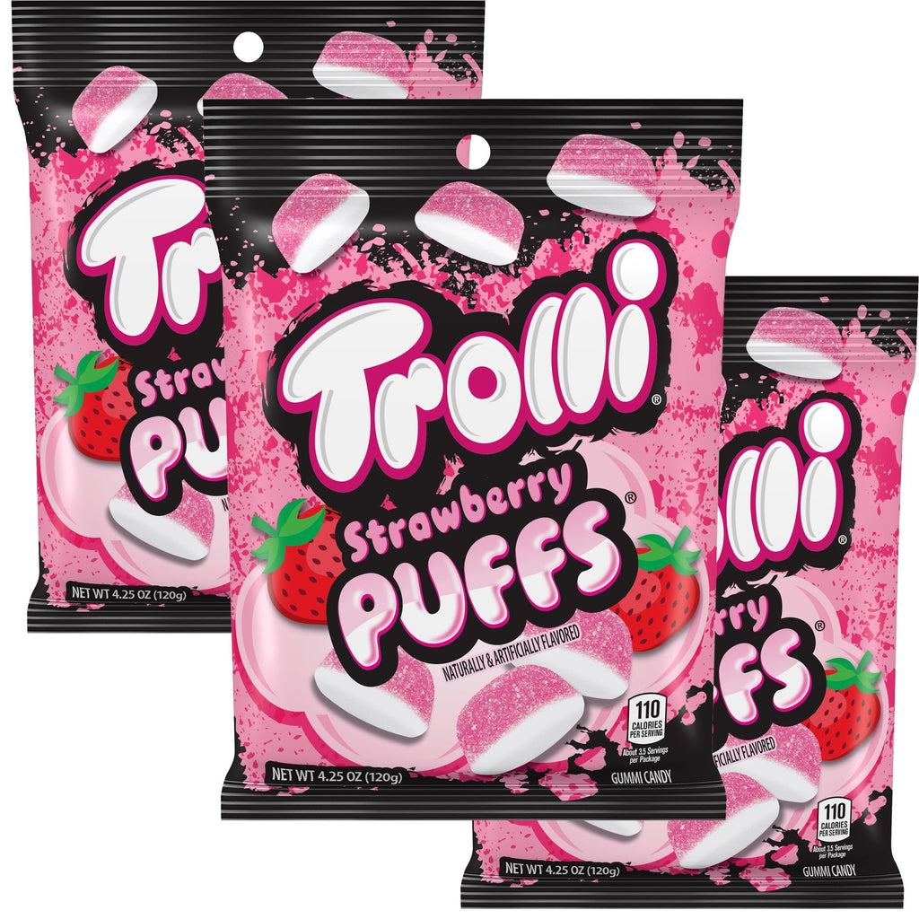 Trolli Strawberry Puffs, 4.25oz Bags (Pack of 3)