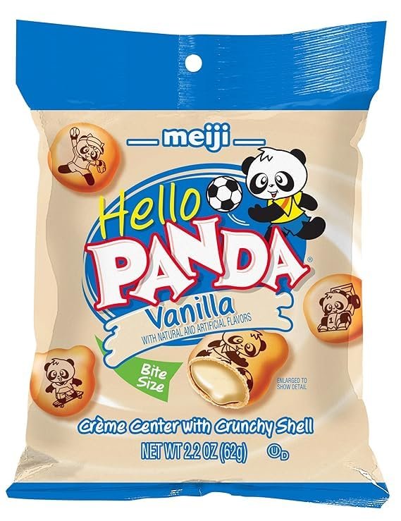 Panda Cookies Vanilla Filled, 2.2 oz Each Bag, Pack of 6, Bite Sized Cookies