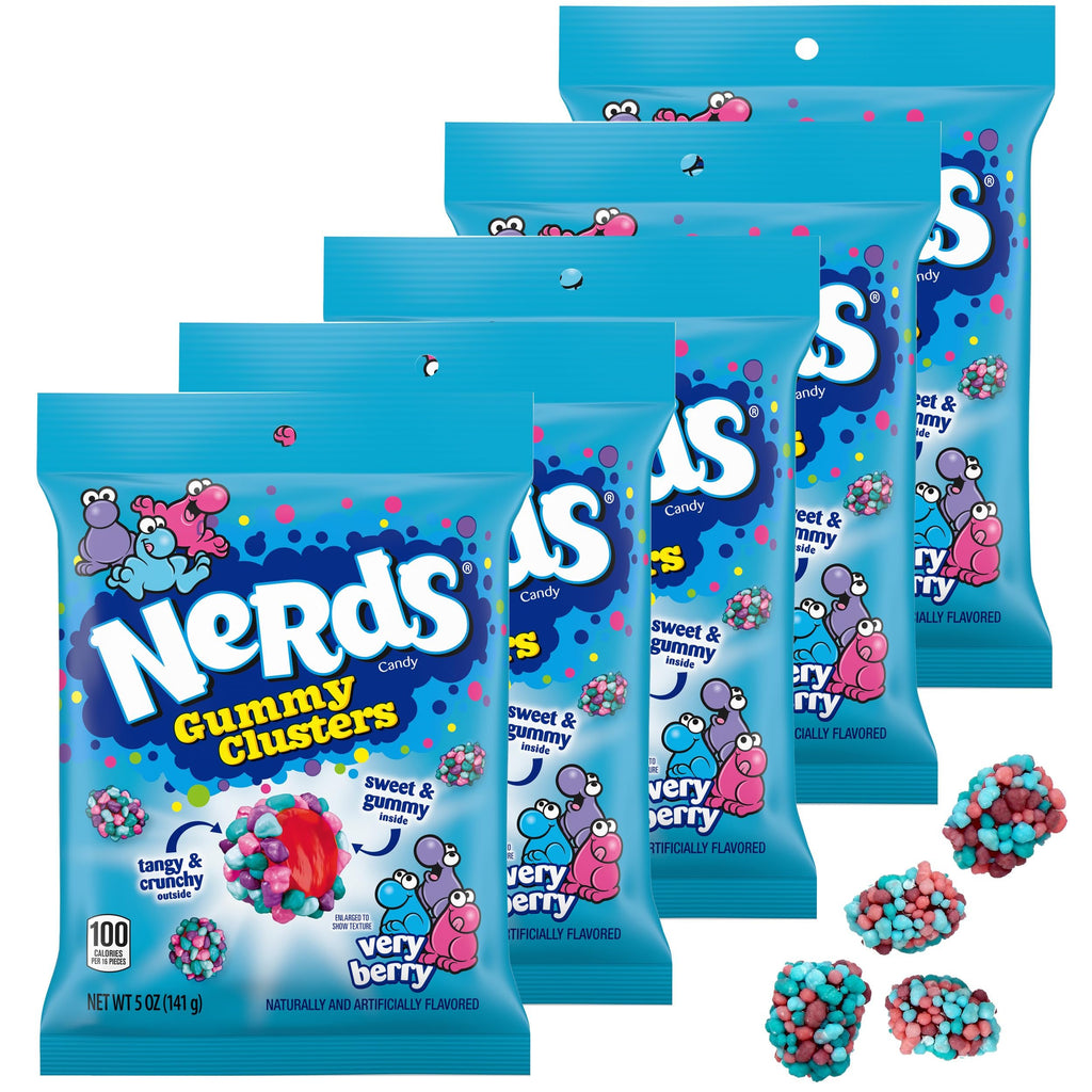 NERDS Gummy Clusters Very Berry, 5 Ounce Pouches (Pack of 5)
