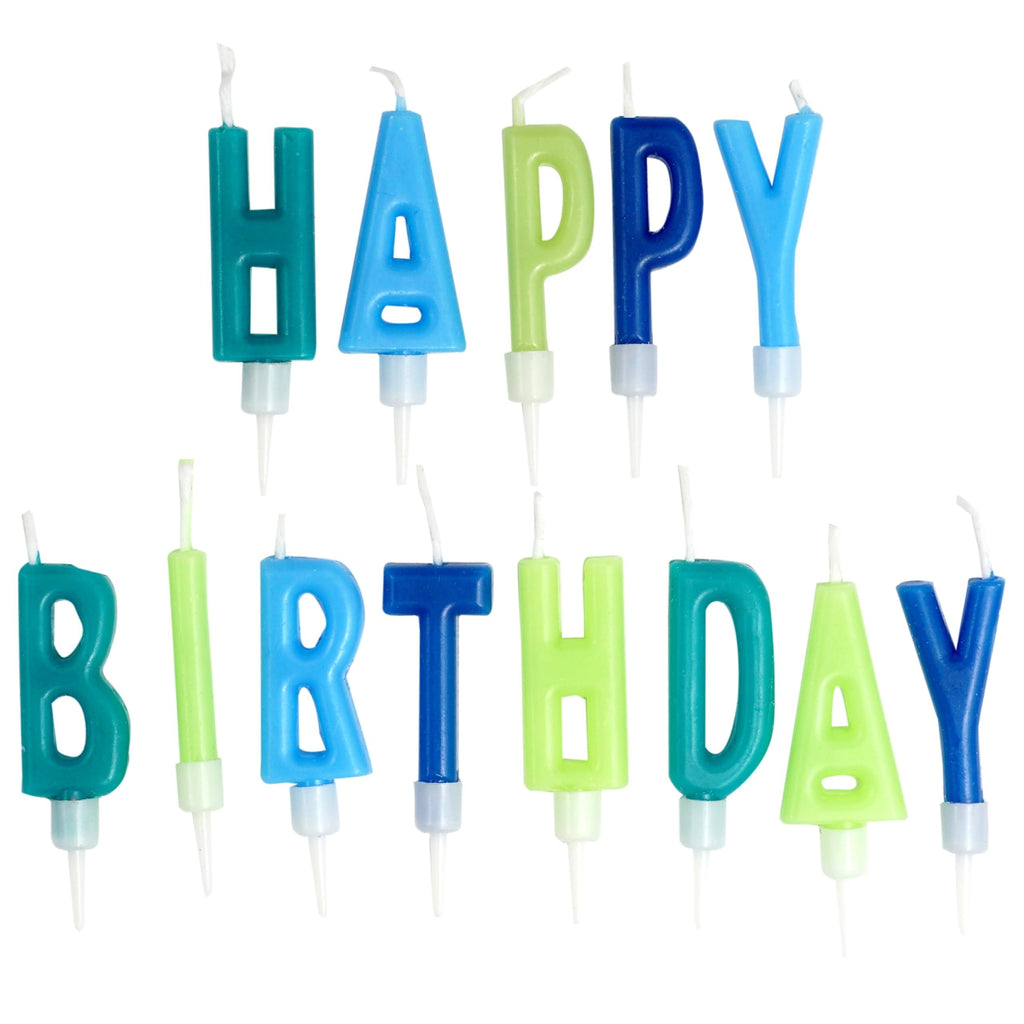 Happy Birthday Letter Candles, Blue & Green